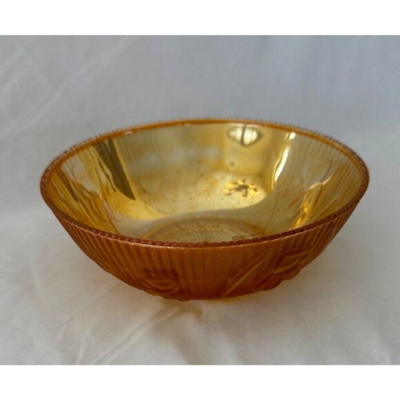 Carnival glass - Iris pattern - Marigold - 8'' - Picture 3 of 11